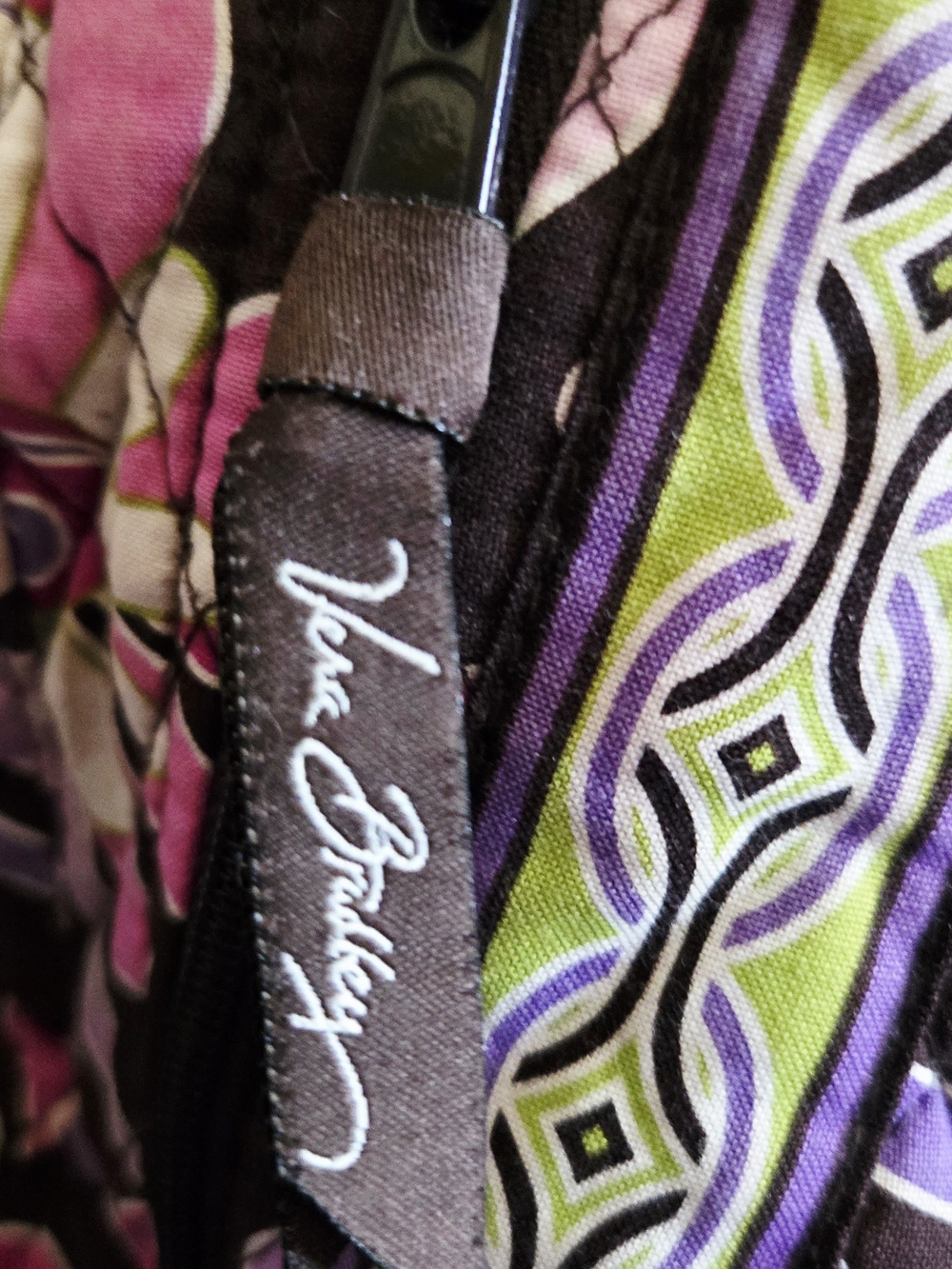 Vera Bradley Brown Floral Quilted Shoulder Bag with Pink & Green Accents - Picture 3 of 3